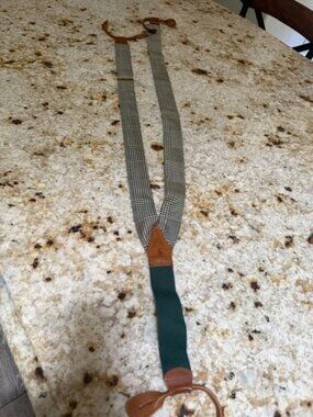 POLO Ralph Lauren Suspenders Plaid Black and Cream (VINTAGE)